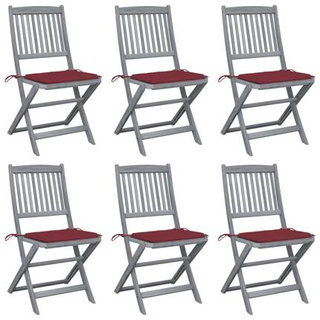 vidaXL Składane krzesła ogrodowe, 6 szt., poduszki, drewno akacjowe