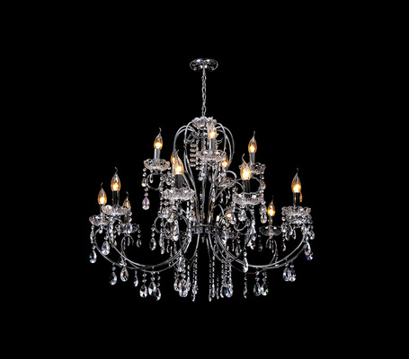 Lampa wisząca chromowa z kryształami żyrandol 15x40W Aurora Candellux 30-97586