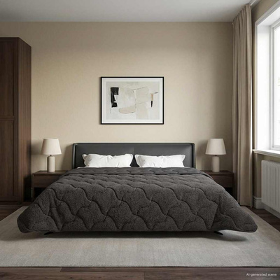 Zimowa Kołdra Antracyt 200 x 240 cm Mikrofibra i Fleece Teddy