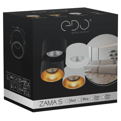 Oprawa sufitowa wpuszczana ZAMA Black Gold S IP20, okrągła czarna, środek złoty EDO777452 EDO Solutions
