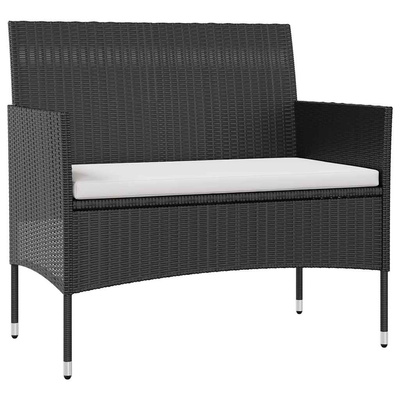 8-cz. zestaw wypoczynkowy do ogrodu, poduszki, czarny rattan PE
