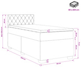 Łóżko Box Spring z materacem i LED niebieski 80 x 200 cm Welur