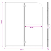 Osłona prysznicowa Czarny 120 x 140 cm Szkło ESG i aluminium