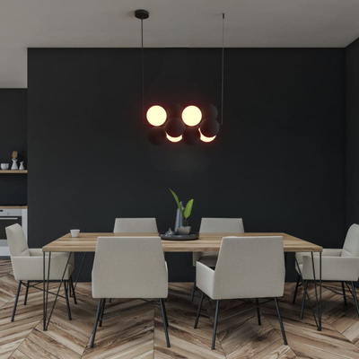 Lampa wisząca Szklana 4 kule Świetlne oraz 8 kul dzwiękochłonnych Szarych 4xG9 65cm Abruzzo Vino