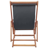 vidaXL Składany leżak plażowy, tkanina i drewniana rama, szary