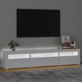 vidaXL Szafka pod TV z oświetleniem LED, biała z połyskiem195x35x40 cm