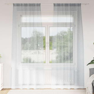 Firany Voile 2 pcs Ciemnoszary 245 x 140 cm Poliester