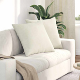 Poduszki na sofę 2 pcs Kremowy 80 x 80 cm Tkanina sztruksowa