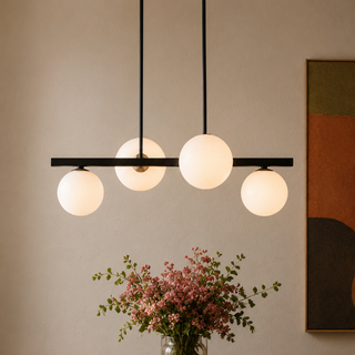 Lampa wisząca sufitowa czarno-biała 4x28W Kama 34-01214