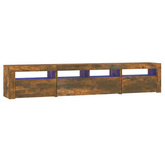 vidaXL Szafka pod TV z oświetleniem LED, przydymiony dąb, 210x35x40 cm