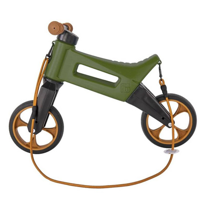 FWRider Super Sport 517481 Kolor: Khaki z brązowymi felgami Rowerek biegowy Jeździk 2w1 Ciche koła + Pasek do noszenia dla Rodzica