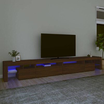 vidaXL Szafka pod TV z oświetleniem LED, brązowy dąb, 290x36,5x40 cm