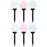 Lampy solarne do ogrodu, 6 szt., LED, kuliste, 20 cm, RGB
