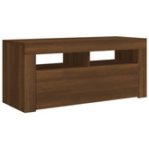 vidaXL Szafka pod TV z oświetleniem LED, brązowy dąb, 90x35x40 cm