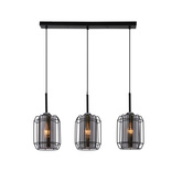 Jonera lampa wisząca czarny 3x40 E27 klosz dymiony 33-08435