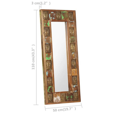 vidaXL Lustro z wizerunkiem Buddy, 50x110 cm, lite drewno z odzysku
