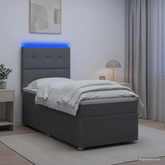 Łóżko z box spring LED z materacem ciemnoszary 100 x 200 cm