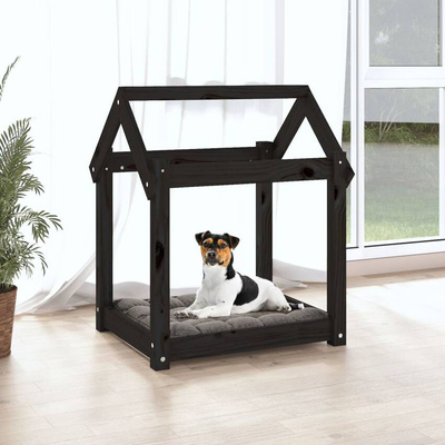vidaXL Legowisko dla psa, czarne, 61x50x70 cm, lite drewno sosnowe