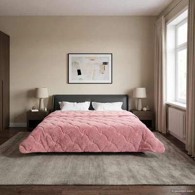 Letni Kołdra Różowy 200 x 220 cm Mikrofibra i Fleece Teddy