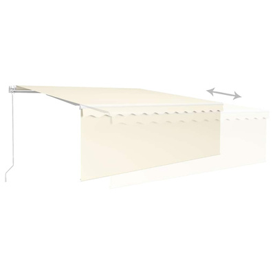 vidaXL Ręcznie zwijana markiza z zasłoną i LED, 4x3 m, kremowa