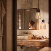 MOLDO lampa wisząca czarny 1x40W E27 klosz bursztynowy 31-35073