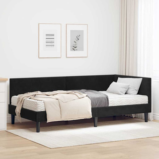 Rama Łóżka Narożnego z Materacem 2 szt. Czarny 90 x 200 cm