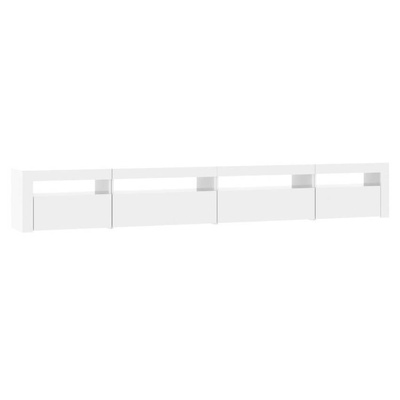 vidaXL Szafka pod TV z oświetleniem LED, biała z połyskiem,270x35x40cm