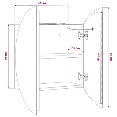 Szafka łazienkowa z lustrem i LED, czarny, 40x40x17,5 cm