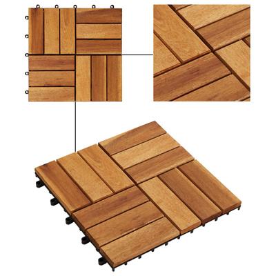 Płytka Tarasowa 10 pcs Brązowy 30 x 30 cm Drewno Akacjowe