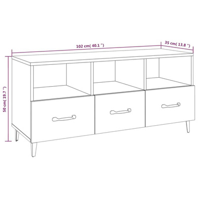 vidaXL Szafka pod TV, czarna, 102x35x50 cm, materiał drewnopochodny