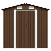 Szopa ogrodowa, brązowa, 204 x 132 x 186 cm, stalowa