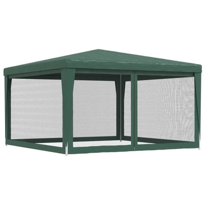 vidaXL Namiot imprezowy z 4 ścianami z siatki, zielony, 4x4 m, HDPE