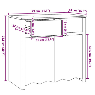 Bufet Drammen Dąb 79 x 43 x 75.5 cm Lite drewno sosnowe