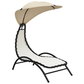 vidaXL Leżak z zadaszeniem, kremowy, 167x80x195 cm, tkanina i stal