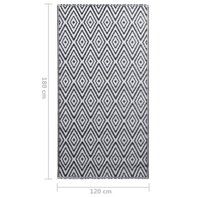 vidaXL Dywan na zewnątrz, biało-czarny, 120x180 cm, PP model standard
