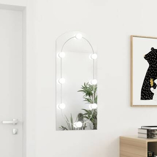 Lustro z lampami LED, 90x45 cm, szklane, z łukiem vidaXL