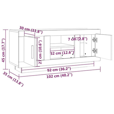 vidaXL Szafka pod TV, czarna, 102x35x45 cm, materiał drewnopochodny