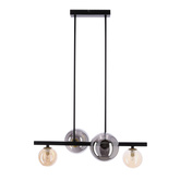 Lampa wisząca Kama 4x28W G9 czarna i złota, klosze grafitowe i bursztynowe, styl nowoczesny, elegancka oprawa sufitowa