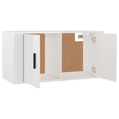 vidaXL Wiszące szafki telewizyjne, 2 szt, białe, połysk, 80x34,5x40 cm