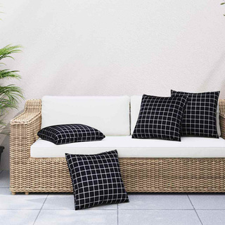 Poduszki rozrzucone Kratka 4 pcs Czarna kratka 50 x 50 cm