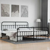 vidaXL Metalowa rama łóżka z wezgłowiem i zanóżkiem, czarna, 200x200cm model standard