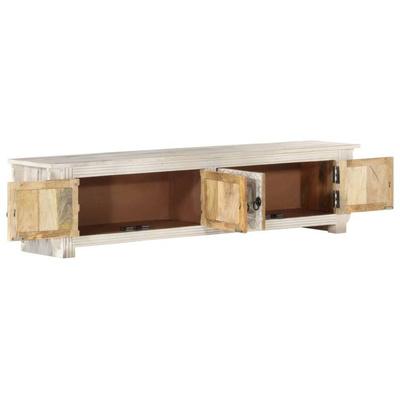 vidaXL Szafka pod TV, biała, 140x30x35 cm, lite drewno mango