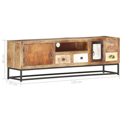 vidaXL Szafka pod TV, 120x30x40 cm, lite drewno odzyskane