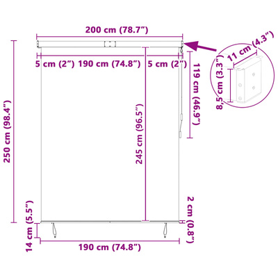 Roleta Niebieski i biały 200 x 250 cm Materiał i Aluminium