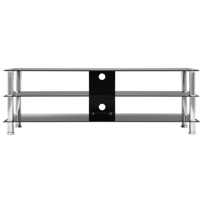 vidaXL Szafka pod TV, czarna, 120x40x40 cm, hartowane szkło