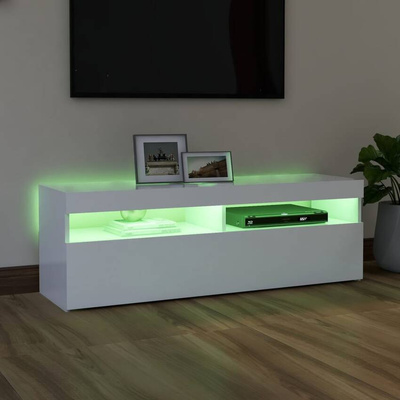 vidaXL Szafka pod TV z oświetleniem LED, biała, 120x35x40 cm