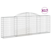 Kosze gabionowe, 17 szt, 300x30x100/120cm, galwanizowane żelazo