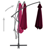 vidaXL Parasol wiszący z aluminiowym słupkiem, bordowy, 300 cm