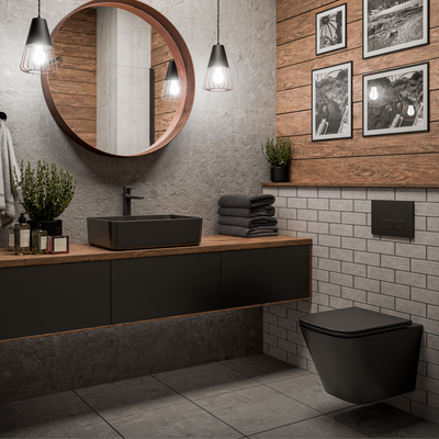 MISKA WC PODWIESZANA, QFS, FLORINA KWADRATOWA, CZARNY MAT
