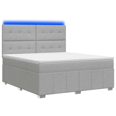 Łóżko z box spring LED z materacem jasnoszary 180 x 200 cm